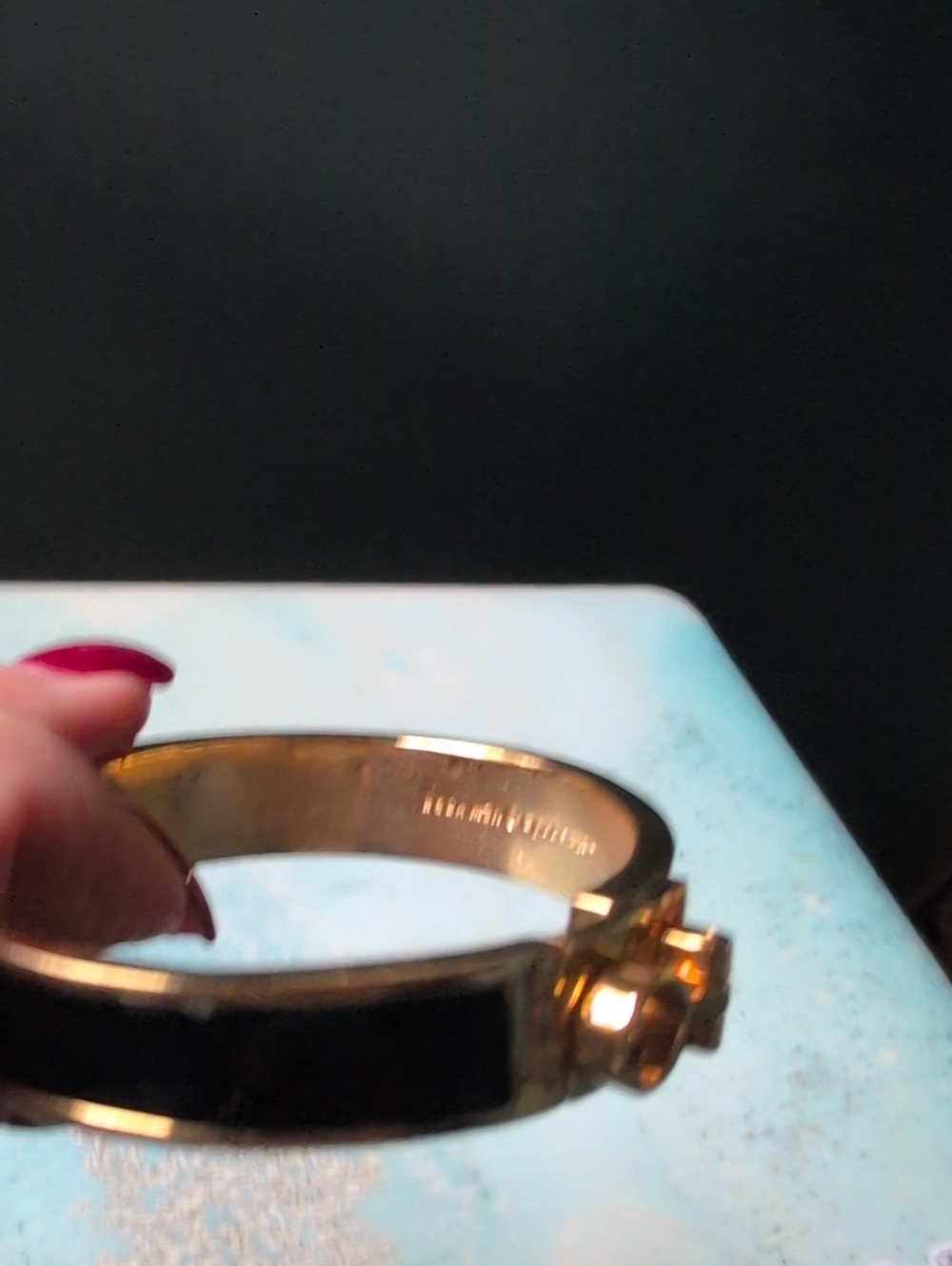 Kate Spade Gold-Tone Bangle Bracelet with Black Enamel. - Picture 5 of 5